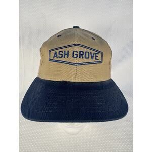 Ash Grove Cement Company Hat Men's One-Size Beige Canvas Baseball Cap USA Made